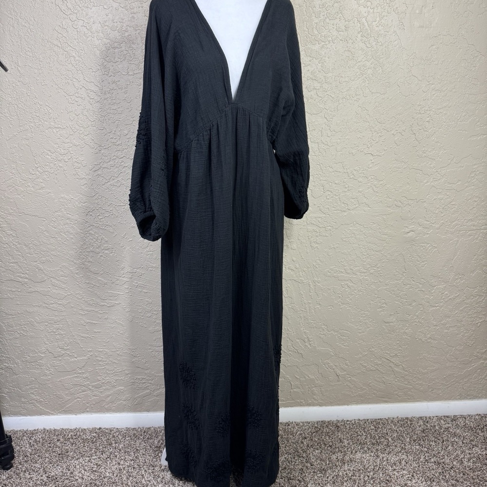 Trina Turk Serene Black Embroidered Boho‎ Maxi Dress Sz XL Backless Beach Resort